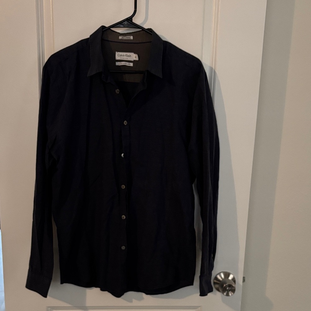 Calvin Klein Men's Dark Blue Button Down Shirt